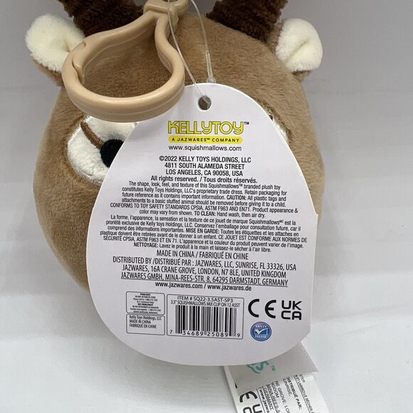 Squishmallow Official Kellytoy Plush Adila the Antelope 3.5" Clip On NWT - Picture 3 of 5